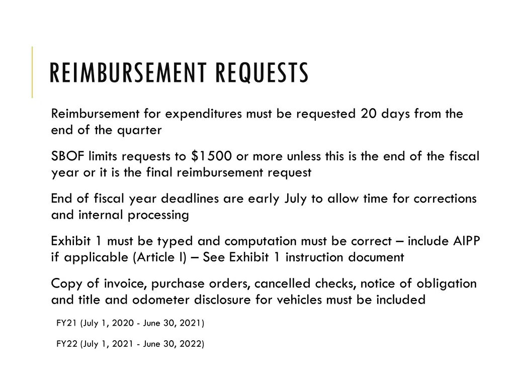 reimbursement requests