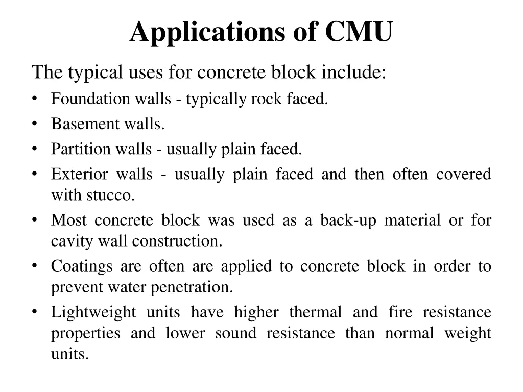 applications of cmu