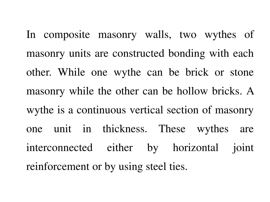 in composite masonry walls two wythes of