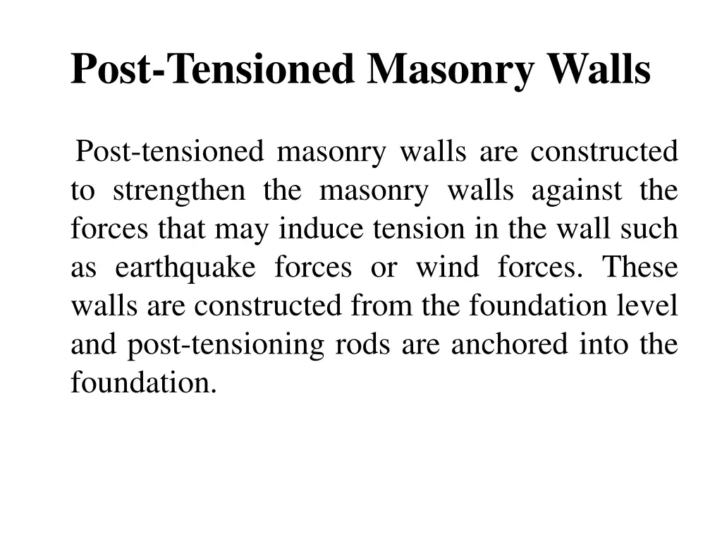 post tensioned masonry walls