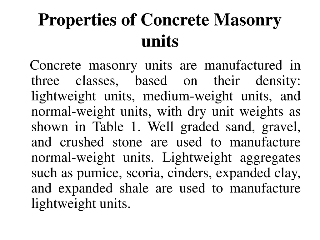 properties of concrete masonry units concrete