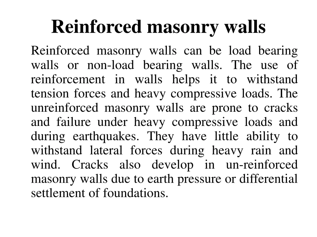 reinforced masonry walls reinforced masonry walls