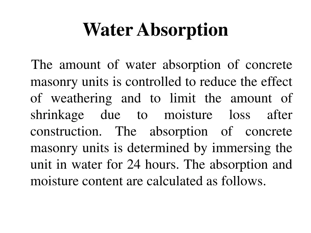 water absorption