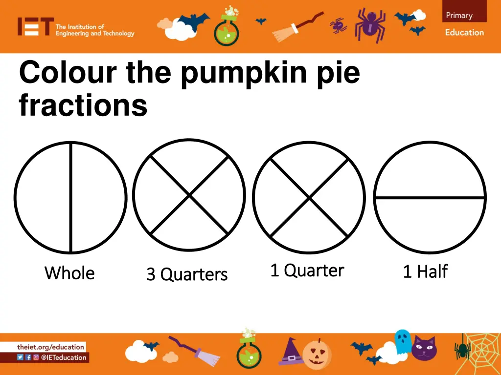 colour the pumpkin pie fractions