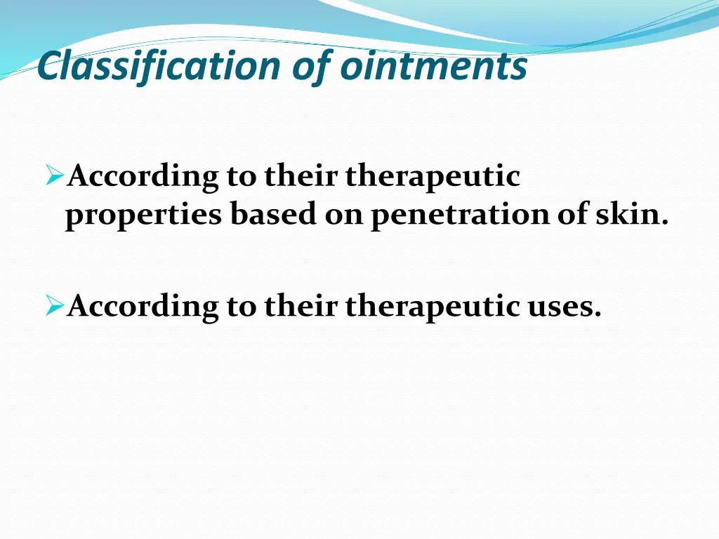 classification of ointments