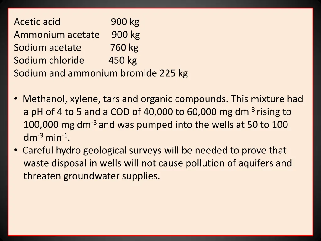 acetic acid 900 kg ammonium acetate 900 kg sodium