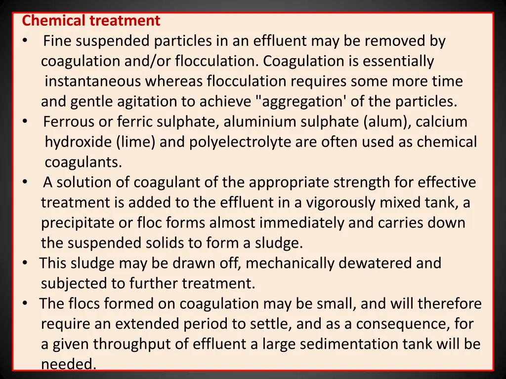 chemical treatment fine suspended particles