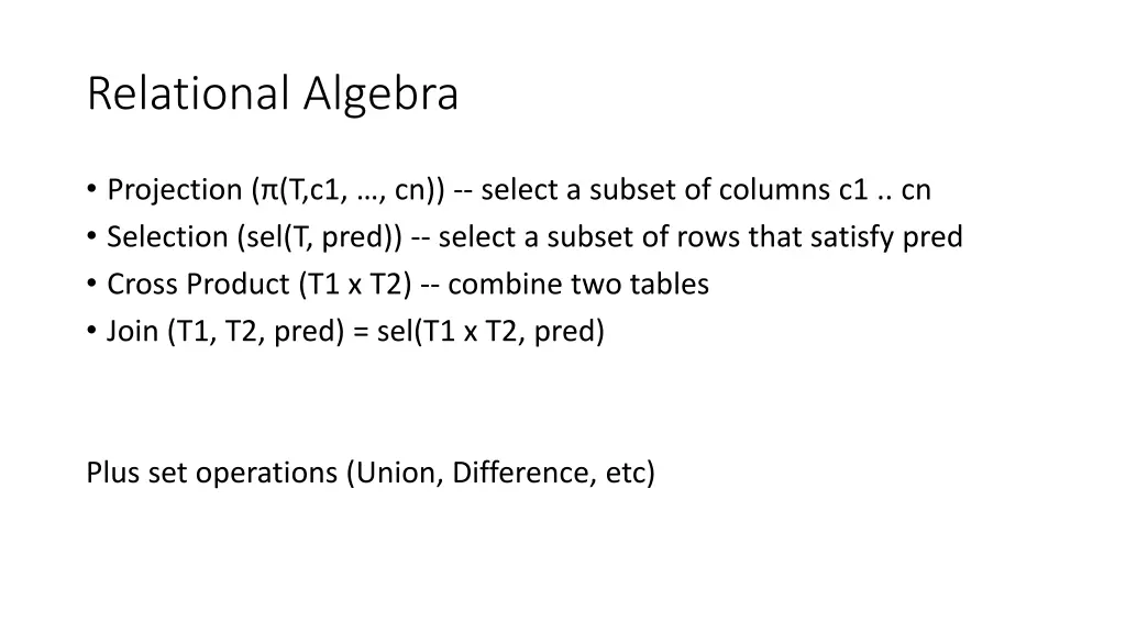 relational algebra