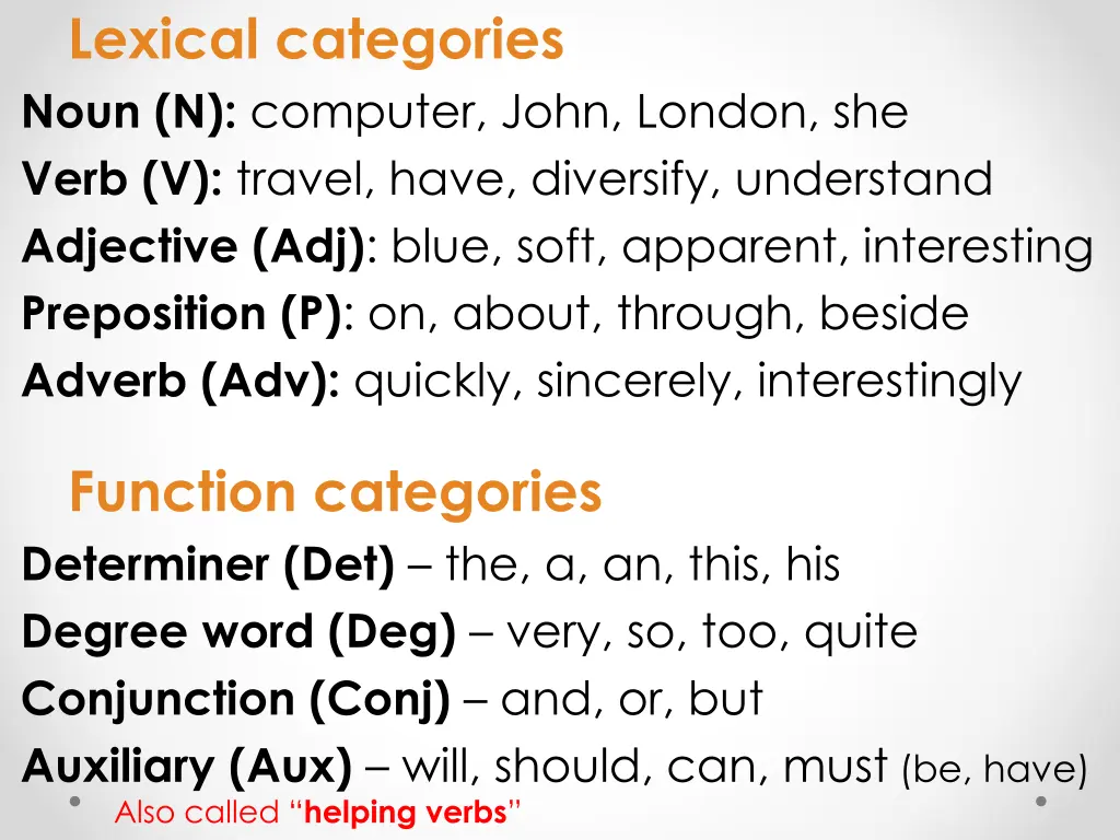 lexical categories noun n computer john london