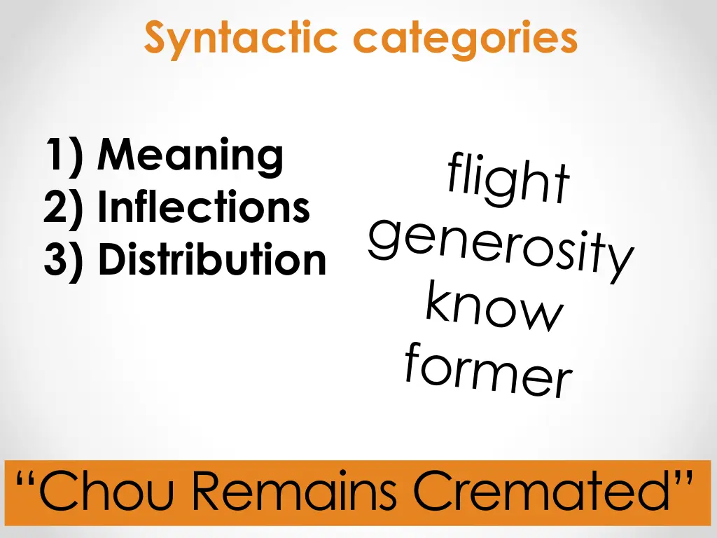 syntactic categories