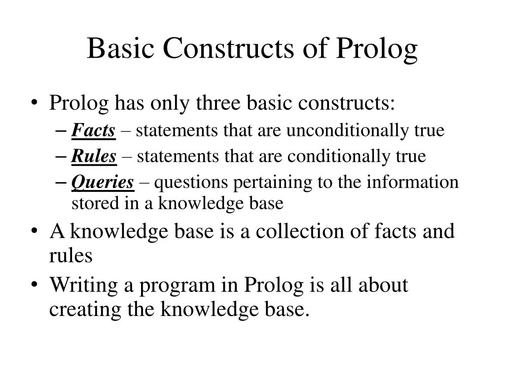 basic constructs of prolog