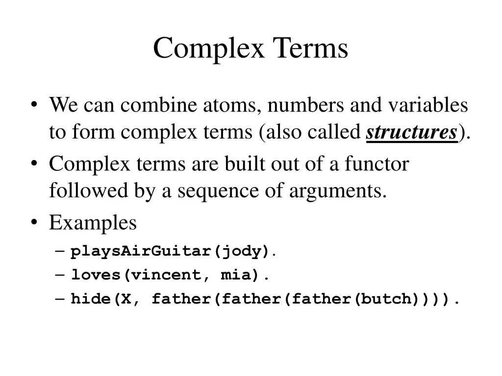 complex terms