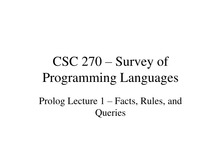 csc 270 survey of programming languages