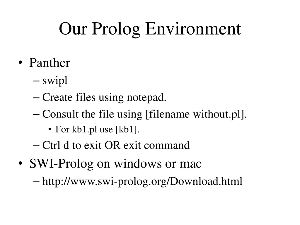 our prolog environment