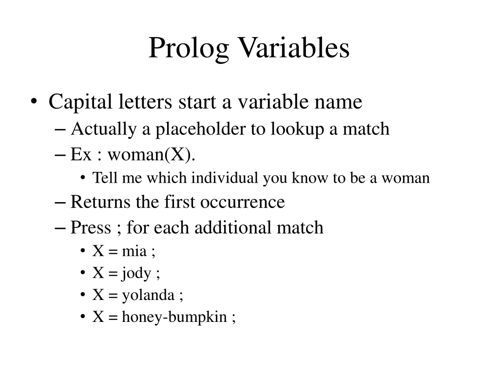 prolog variables