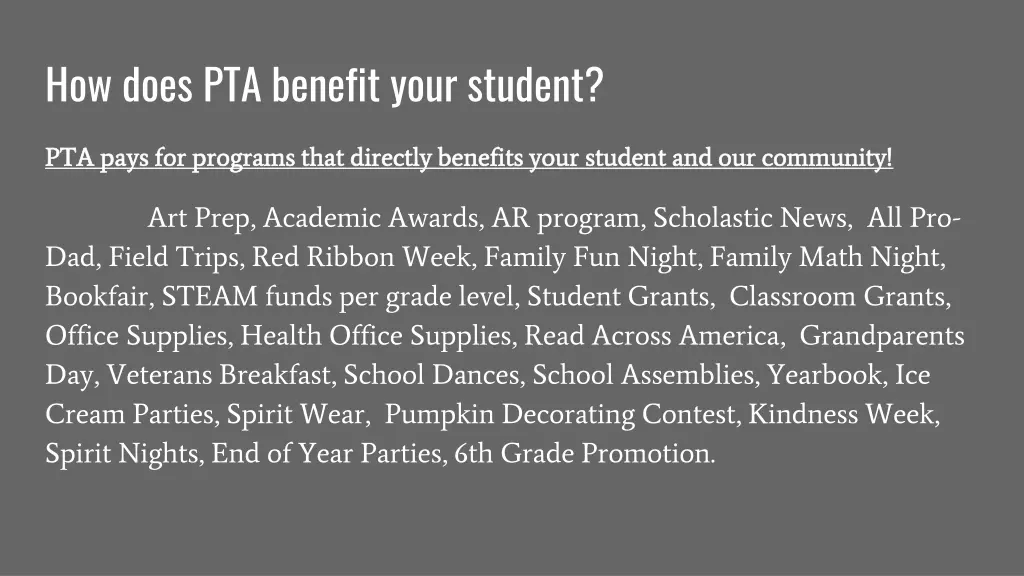 how does pta benefit your student