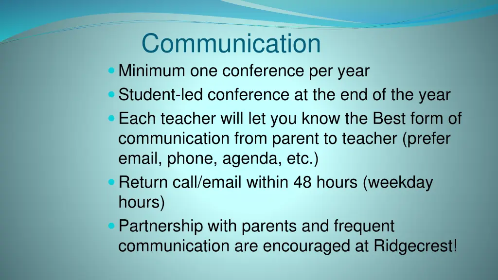 communication minimum one conference per year