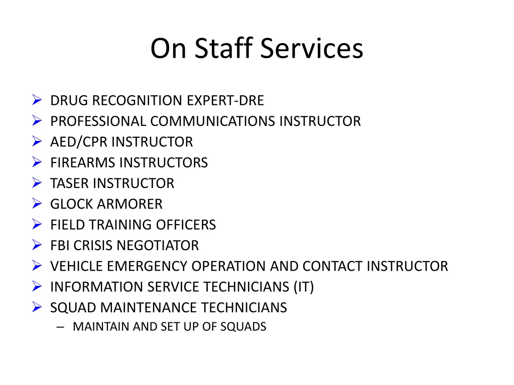 on staff services