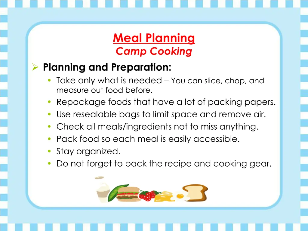 meal planning camp cooking 1