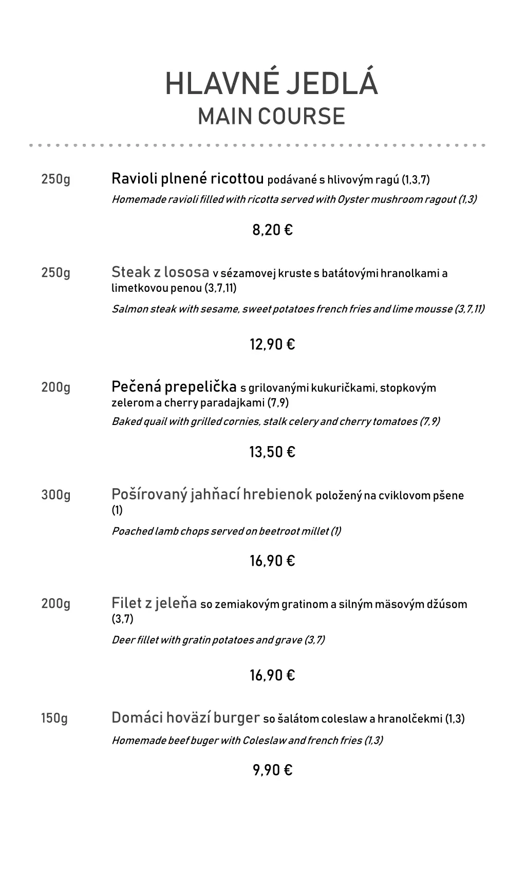 hlavn jedl main course