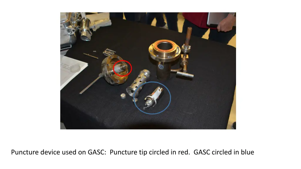 puncture device used on gasc puncture tip circled