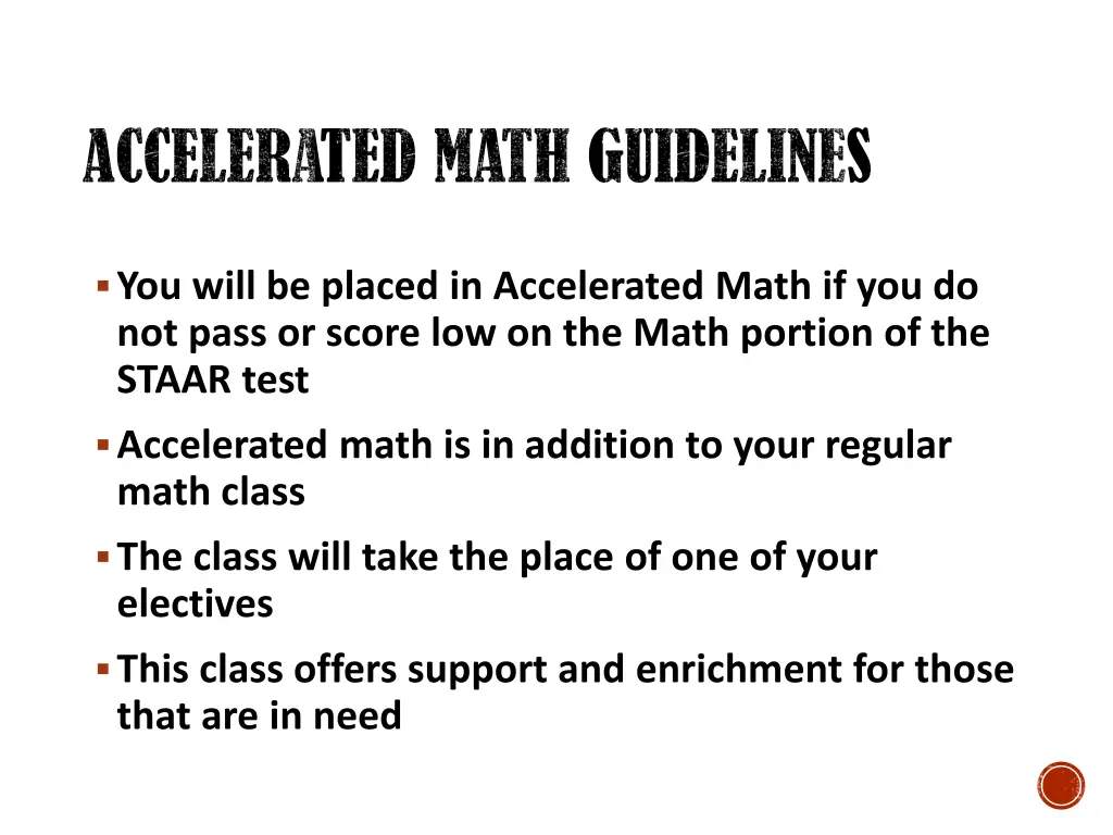 accelerated math guidelines