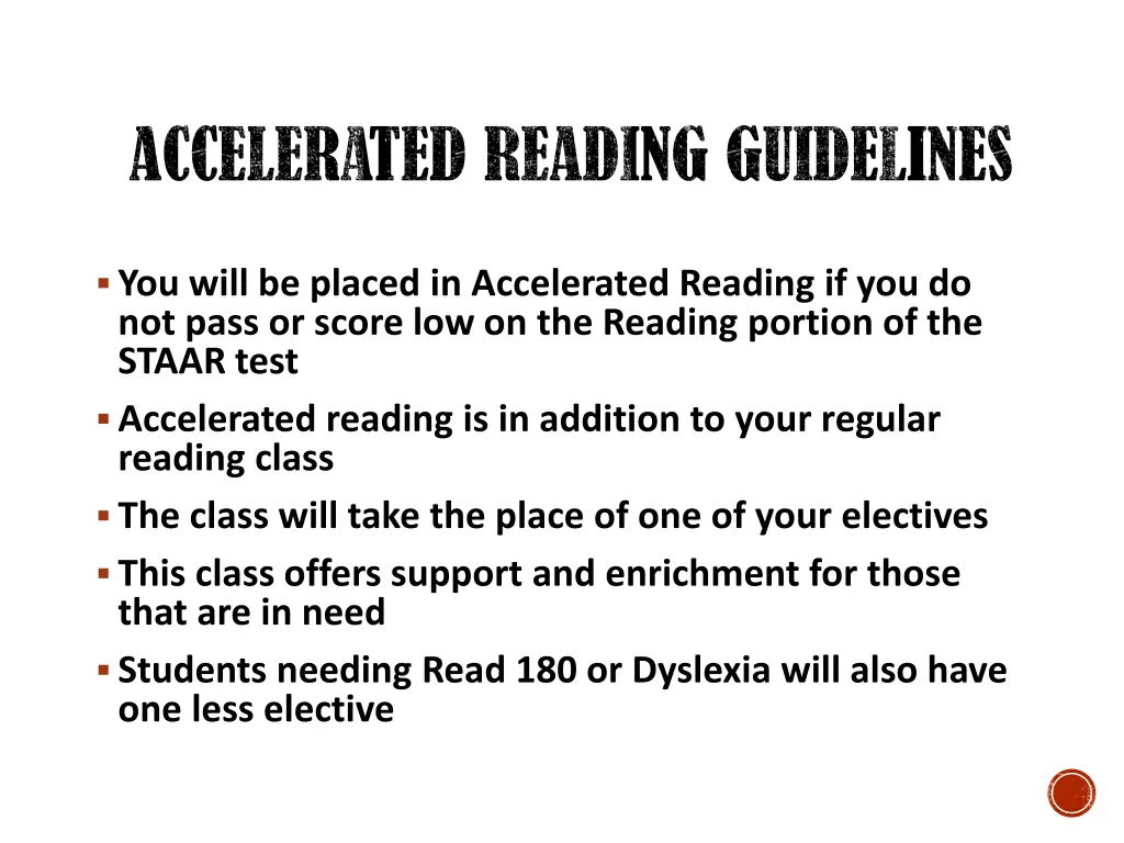 accelerated reading guidelines