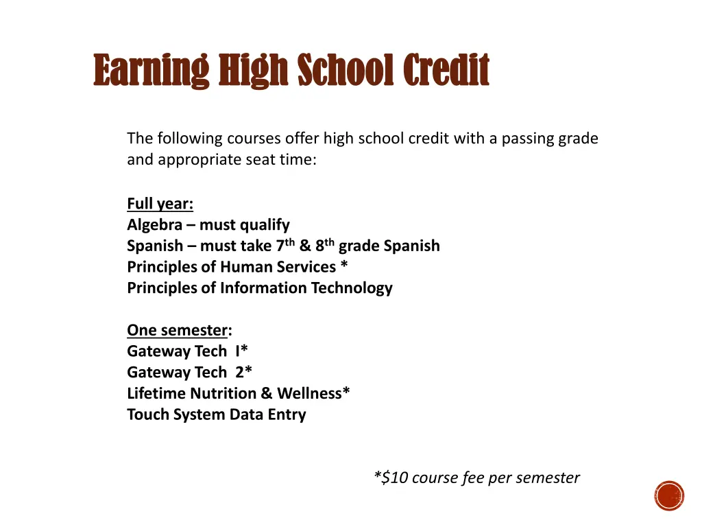 earning high school credit earning high school