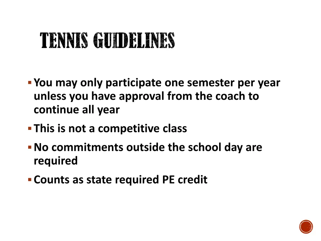 tennis guidelines