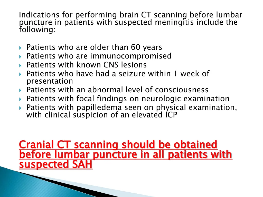 indications for performing brain ct scanning