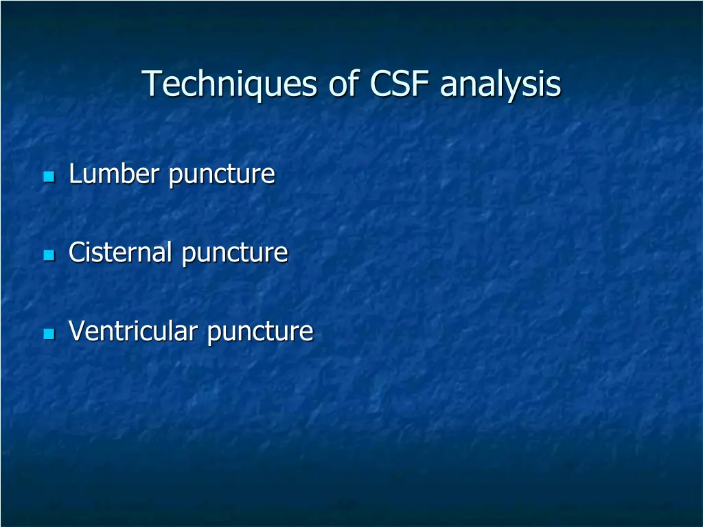 techniques of csf analysis