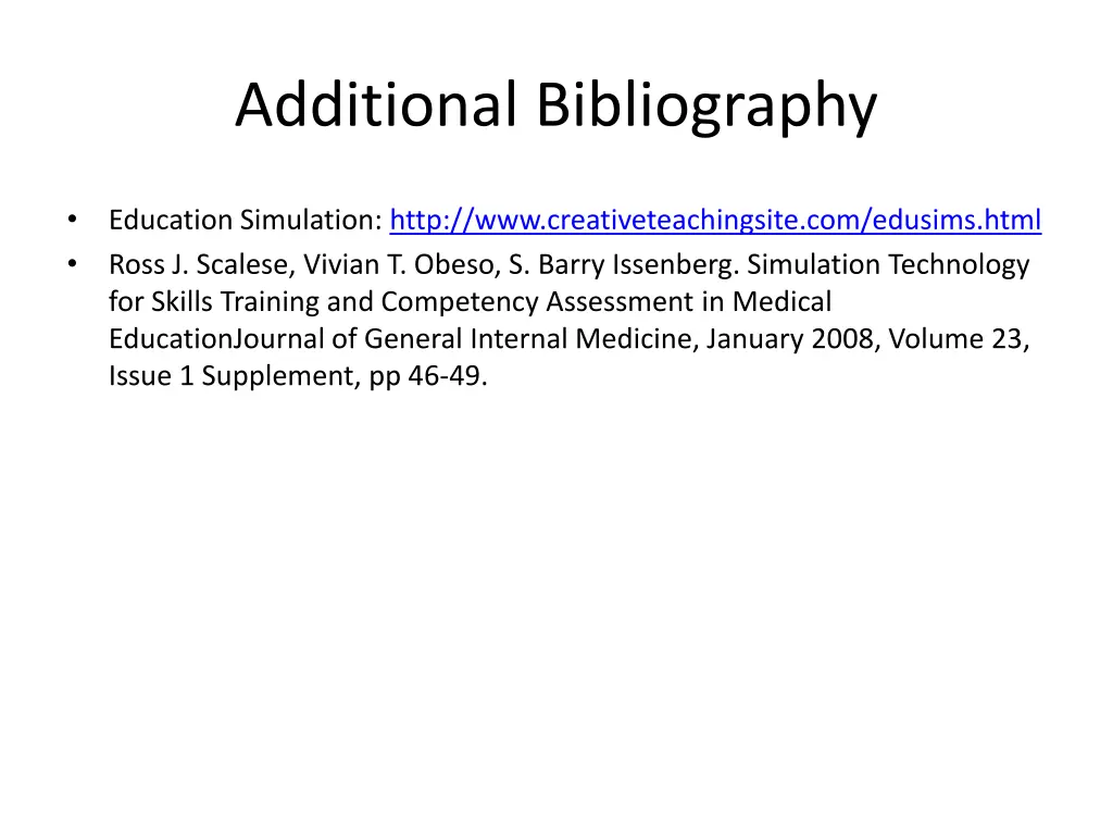 additional bibliography