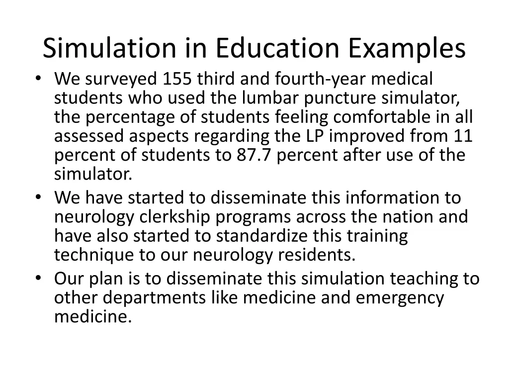 simulation in education examples we surveyed