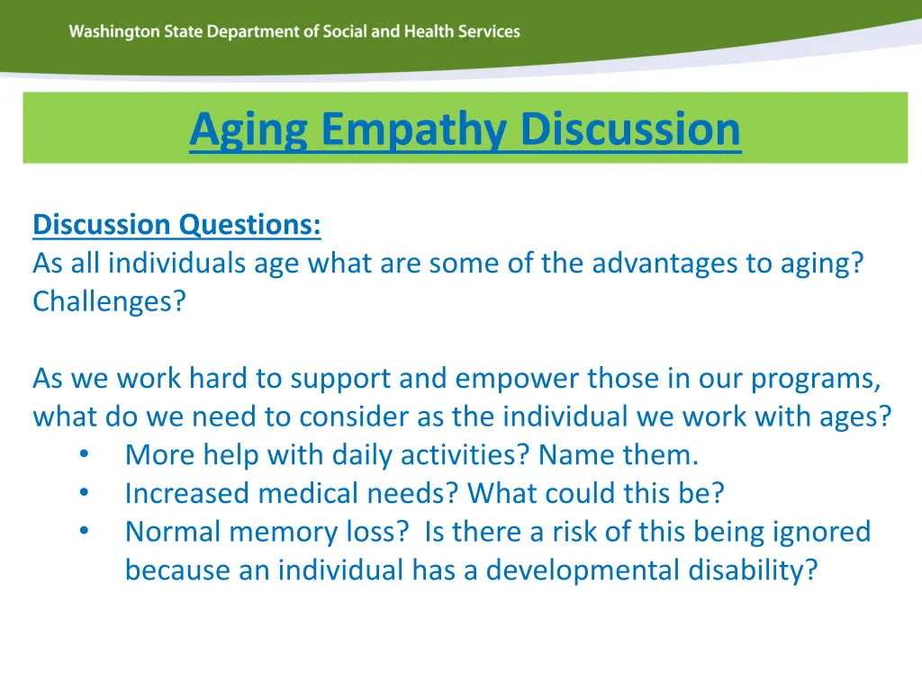 aging empathy discussion