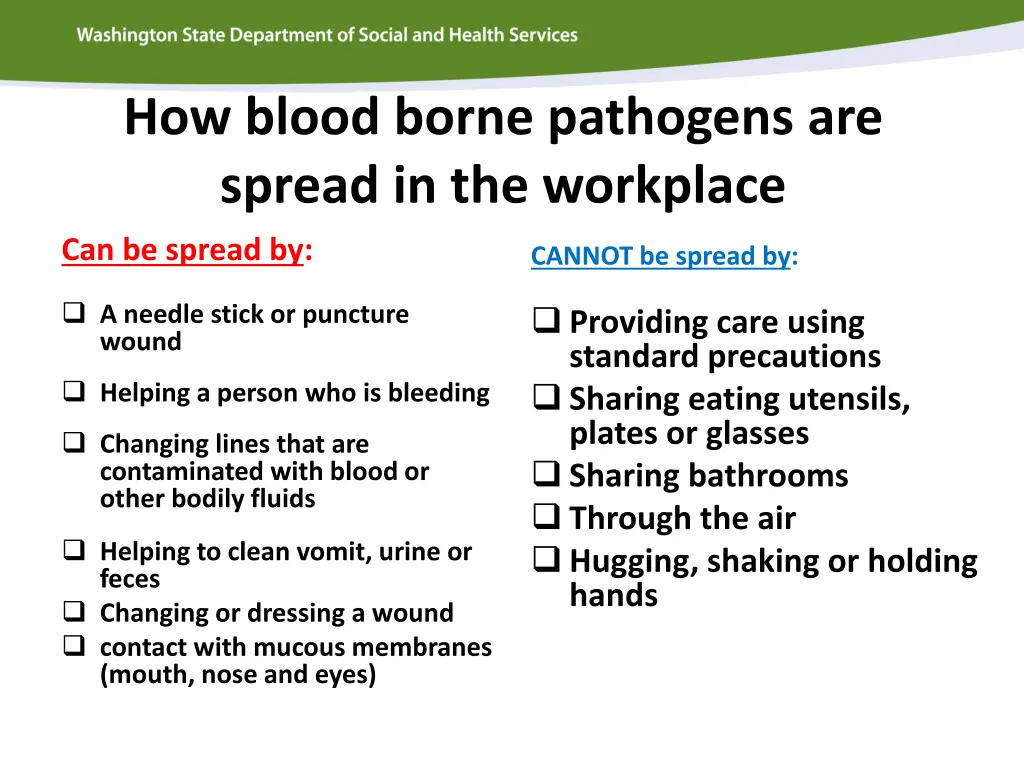 how blood borne pathogens are spread