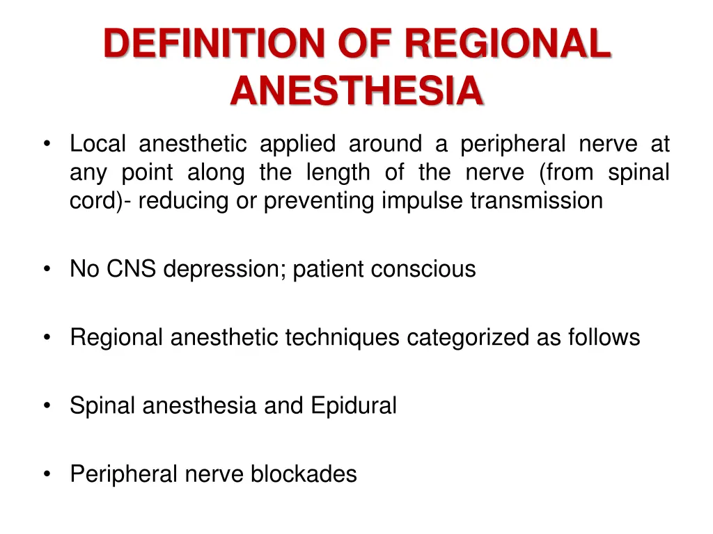 definition of regional anesthesia