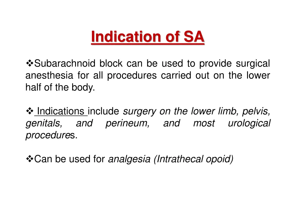 indication of sa