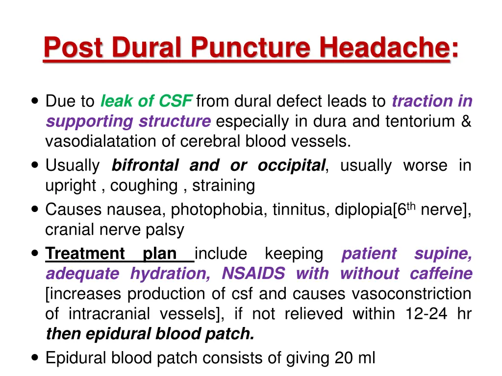 post dural puncture headache