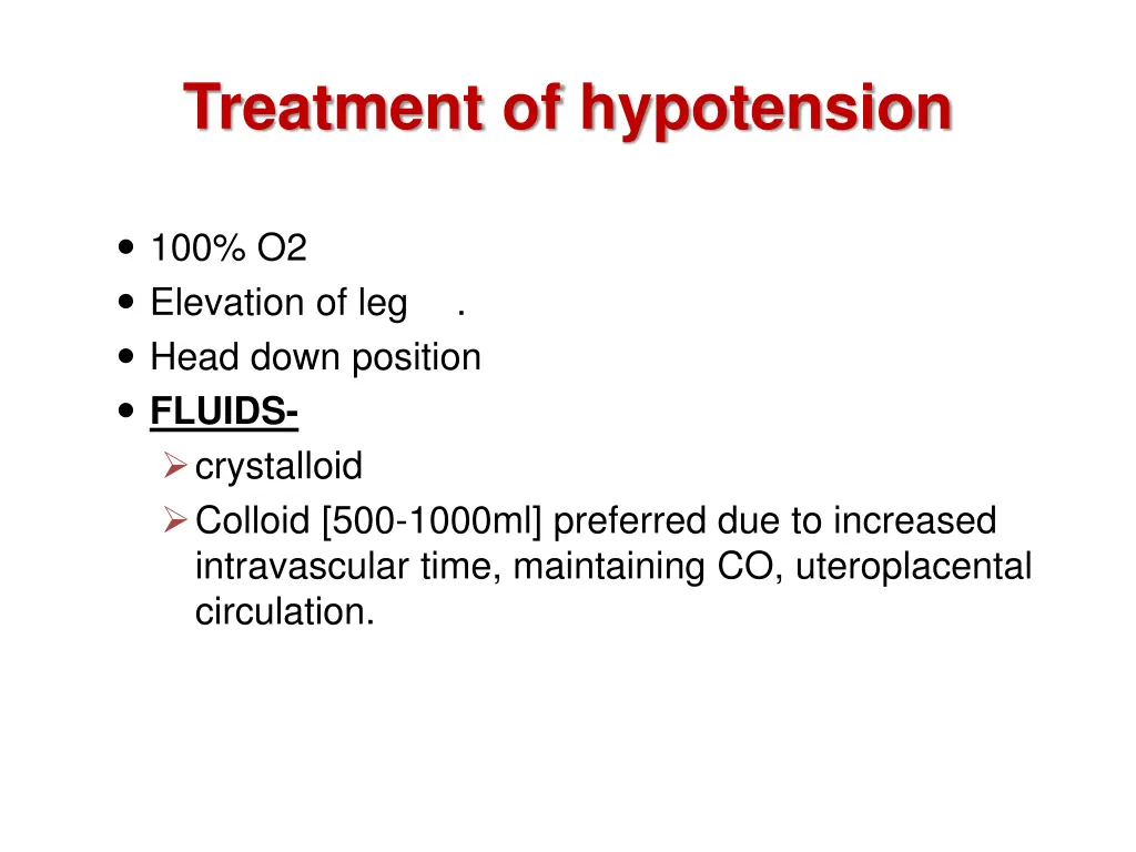 treatment of hypotension