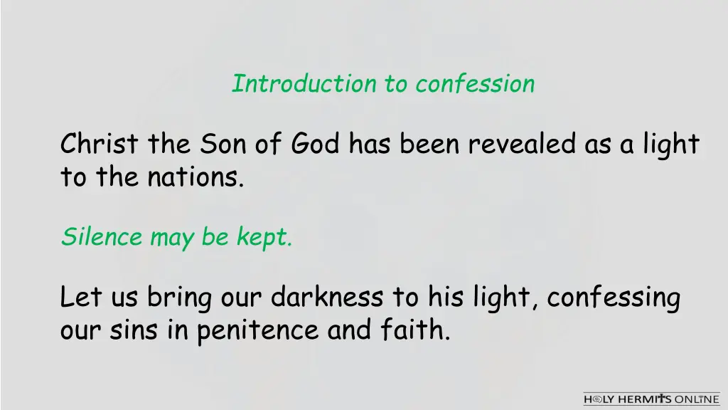 introduction to confession