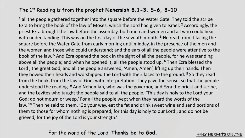 the 1 st reading is from the prophet nehemiah