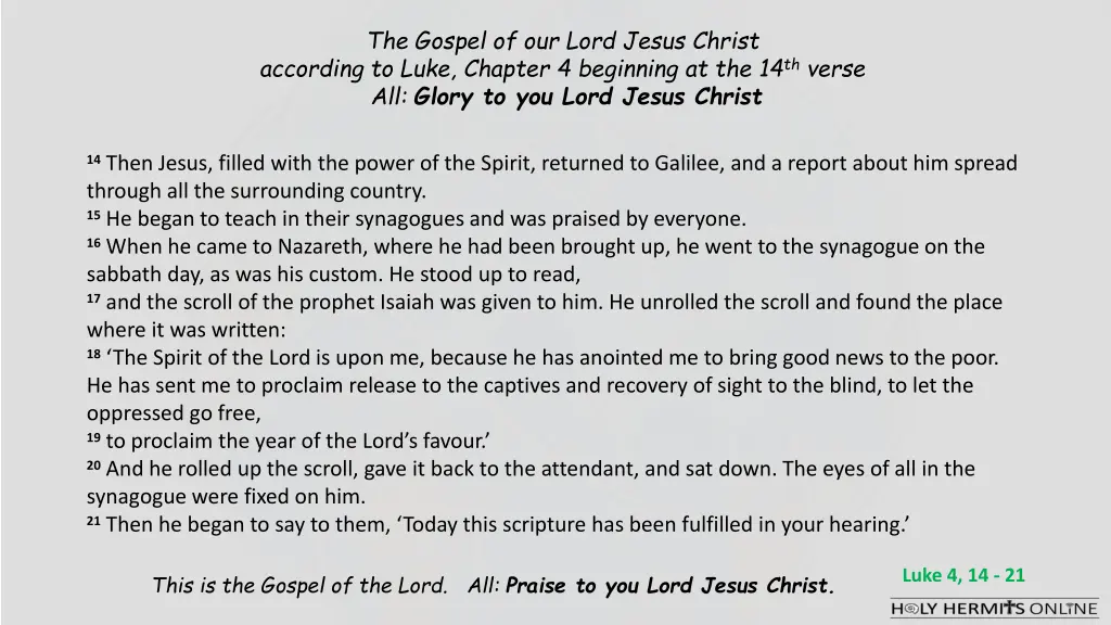 the gospel of our lord jesus christ according