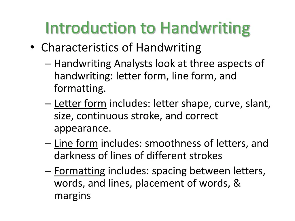 introduction to handwriting characteristics