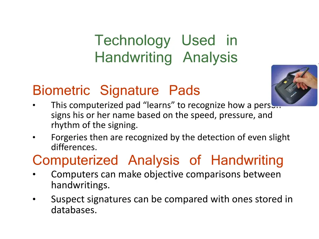 technology used in handwriting analysis