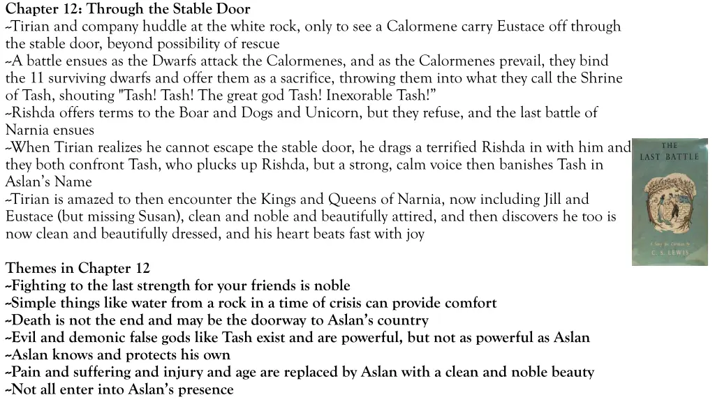 ch apter 12 through the stable door tirian