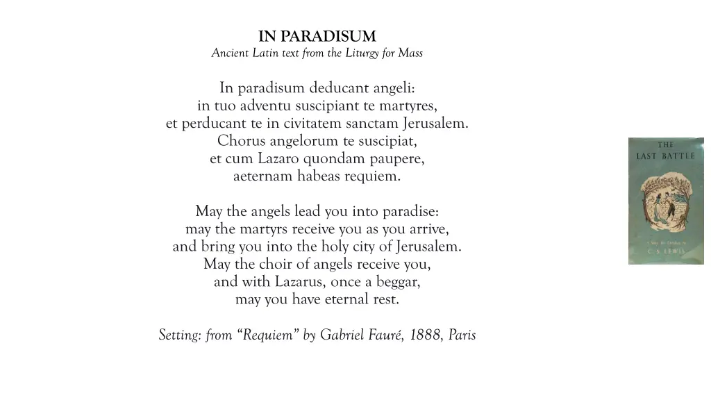 in paradisum ancient latin text from the liturgy