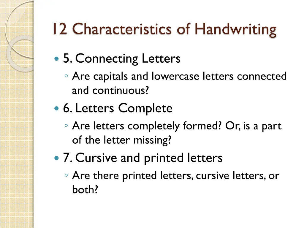 12 characteristics of handwriting 1