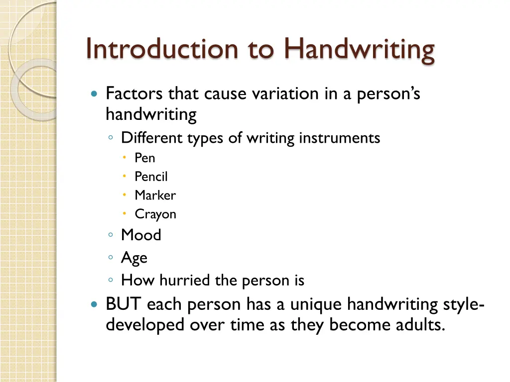 introduction to handwriting