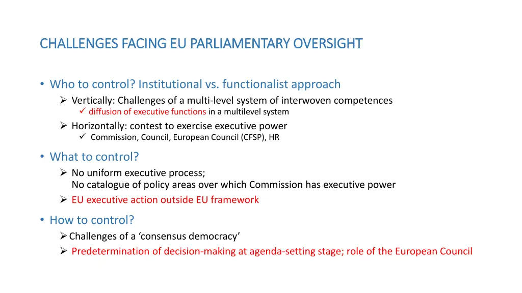 challenges facing eu parliamentary oversight