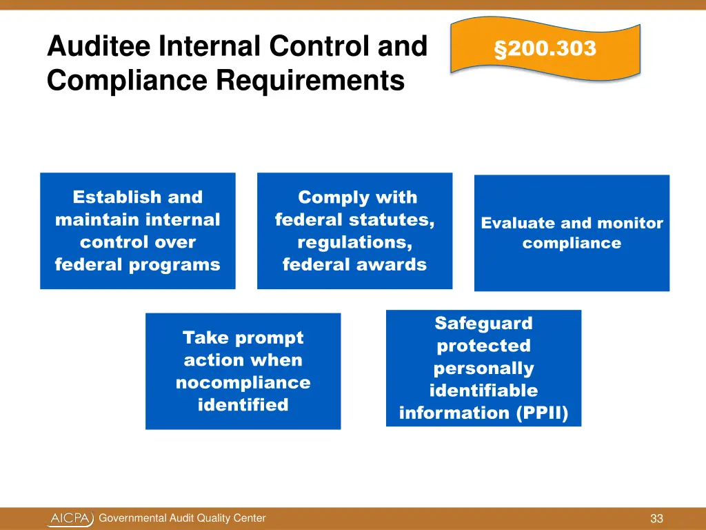 auditee internal control and compliance